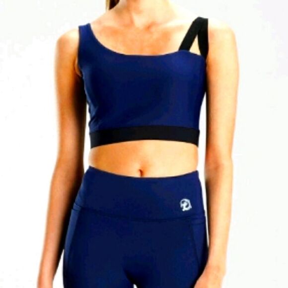 Natori Josie Solstice Asymmetrical Cropped Navy Blue Cami -P - Picture 2 of 5